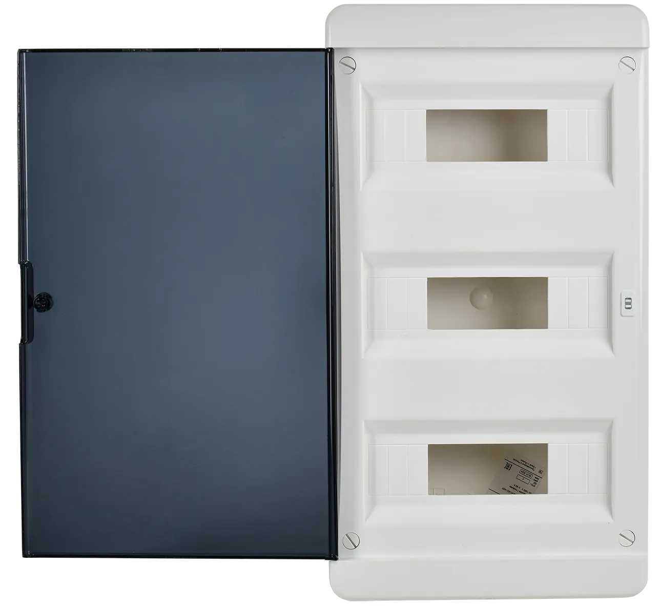 TEKFOR Корпус пластиковый БЕЛЫЙ ЩРН-П-36, IP41 черная прозрачная дверь IEK - Фото 5