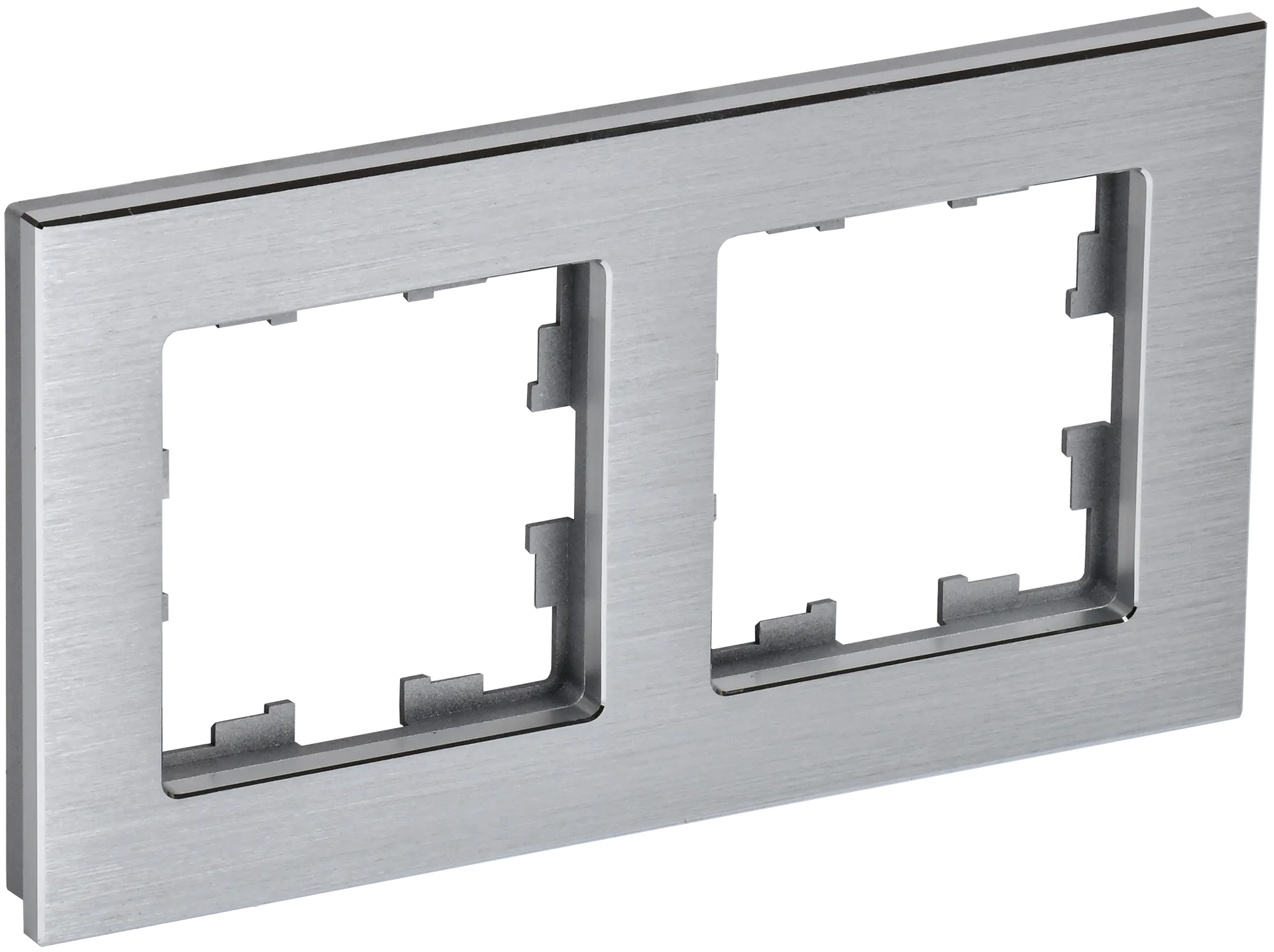 BRITE Рамка 2 -местная РУ-2-1-БрА металл алюминий IEK BR-M22-M-K47