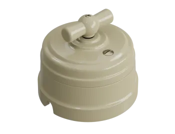 Выключатель ретро фарфоровый поворотный перекрестный (в компл с подъемн рамкой D70x60), цвет -