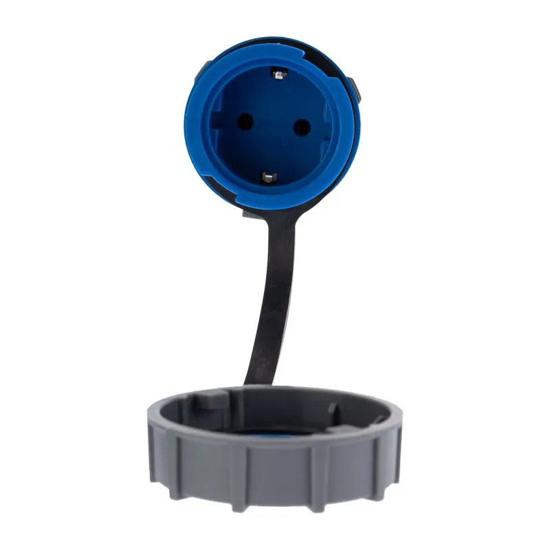 Розетка влагозащищенная кабельная переносная 1 гнездо, 2Р+РЕ, 16А, IP68, серая REXANT - Фото 2