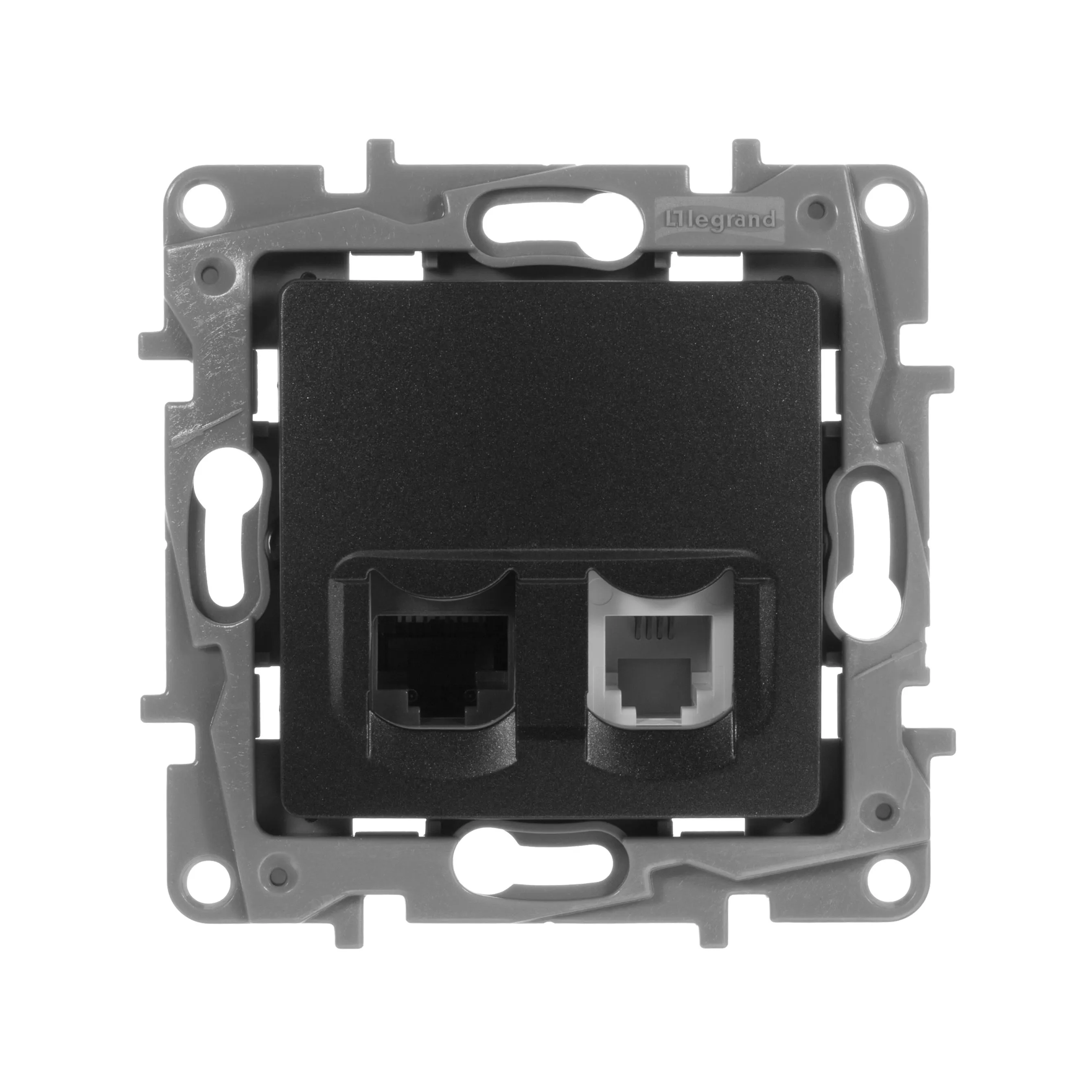 ETIKA Розетка двойная RJ11+RJ45 кат.5E UTP антрацит - Фото 2