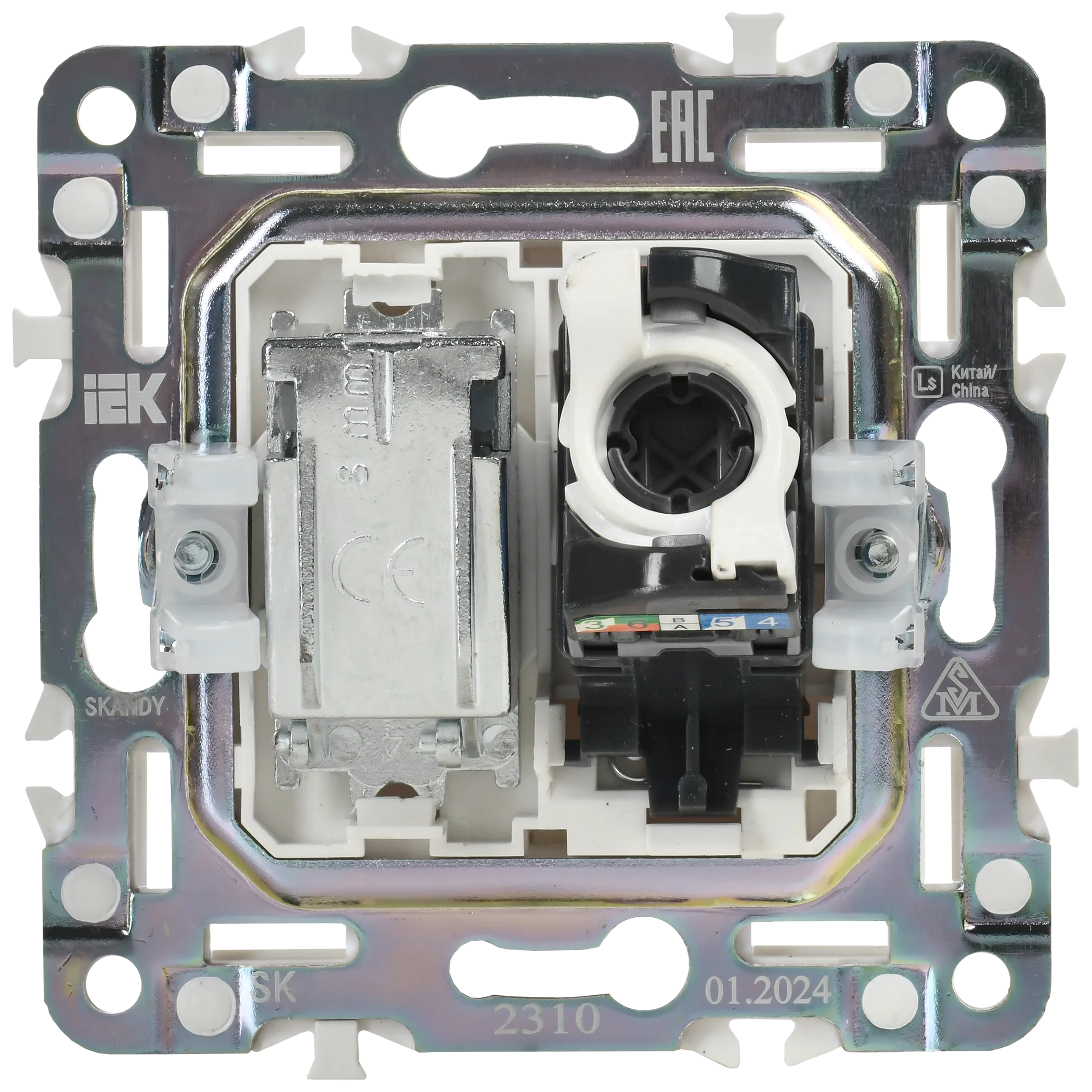 SKANDY Розетка двойная TV+RJ45 кат.5E SK-A14Bl черный IEK - Фото 4