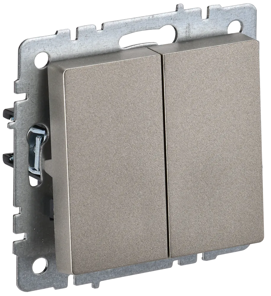 BRITE Выключатель 2-клавишный проходной 10А ВС10-2-6-БрШ шампань IEK BR-V22-0-10-K37