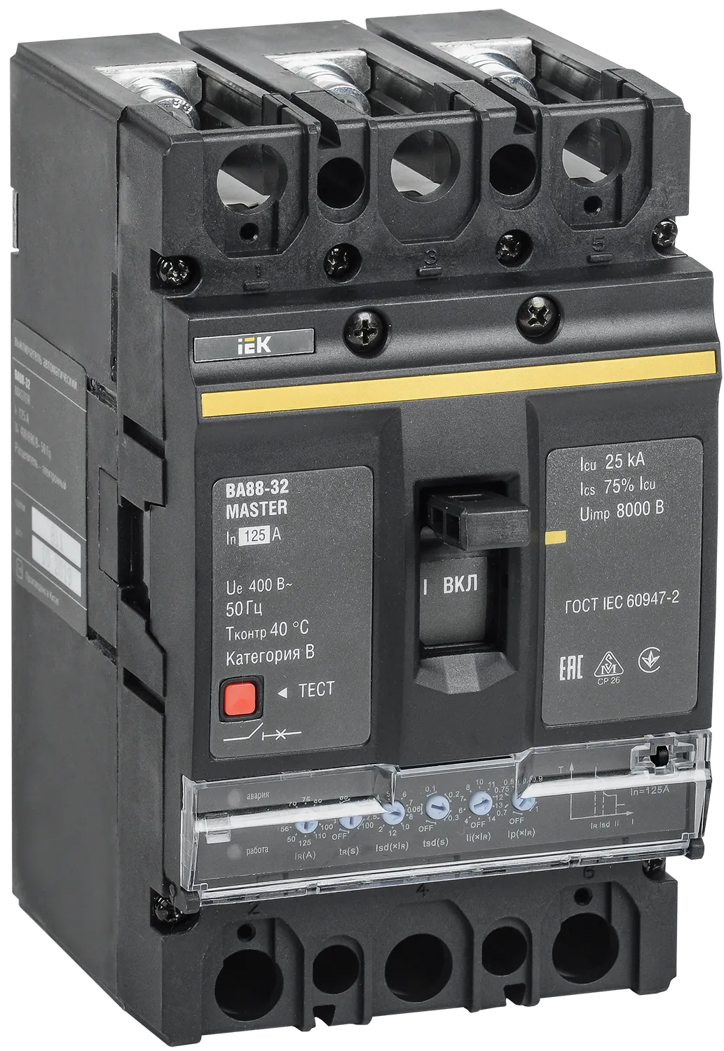 Выключатель автоматический ВА88-32 3Р 125А 35кА MASTER с электронным расцепителем IEK SVA11-3-0125-02