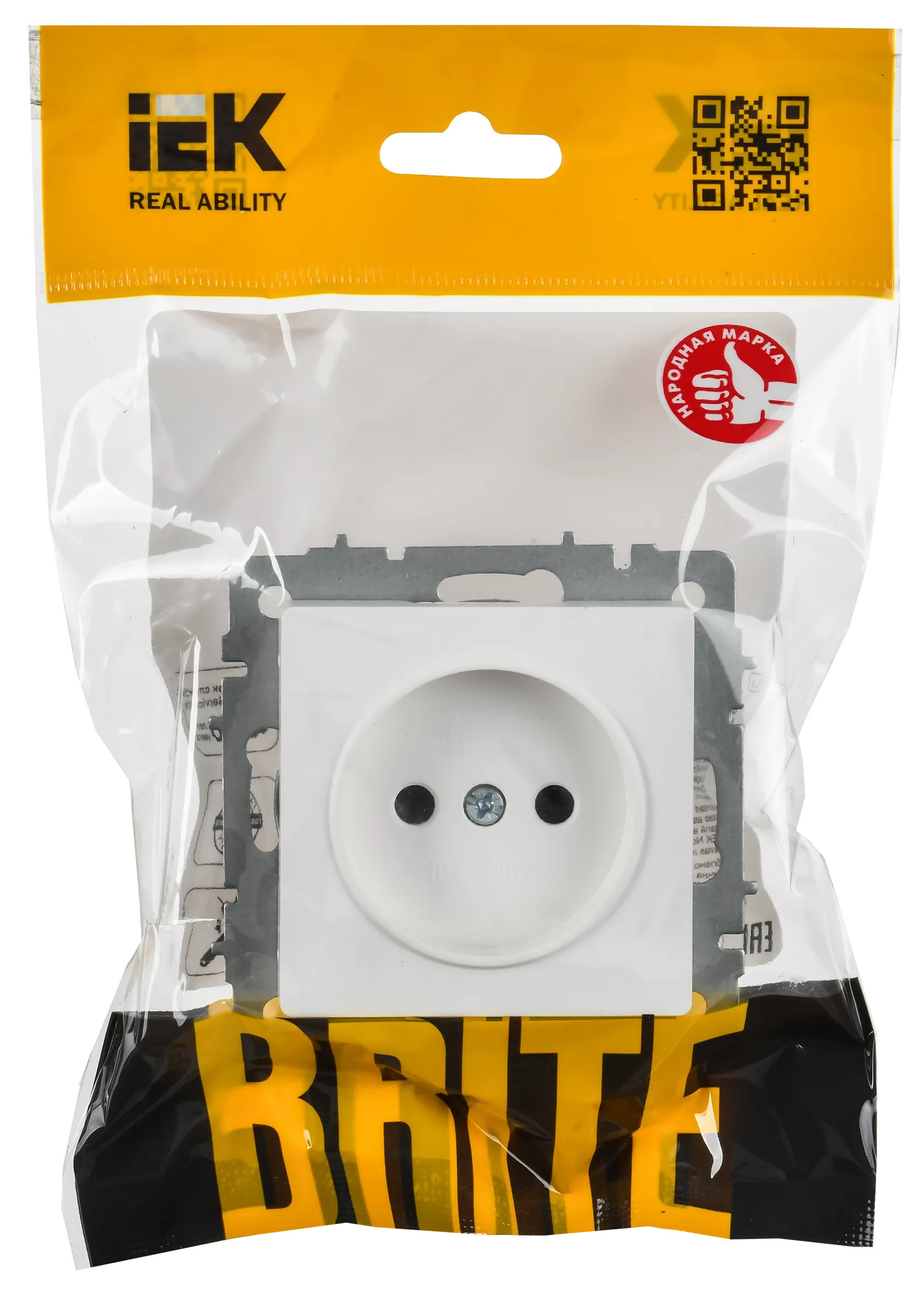 BRITE Розетка 1-местная без заземления без защитных шторок 10А РС10-1-0-БрАБ арктический белый IEK - Фото 2