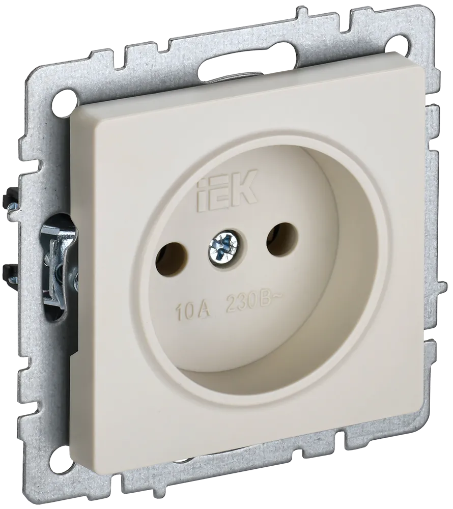 BRITE Розетка 1-местная без заземления без защитных шторок 10А РС10-1-0-БрКр бежевый IEK
