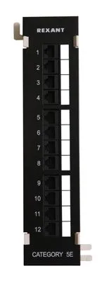 Панель коммутационная настенная, 12 портов, UTP, RJ-45, CAT 5e REXANT