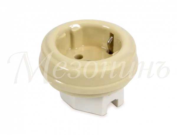 Розетка ретро фарфоровая, двухполюсная, с заземляющим контактом(D70x20,16А, 250В, IP20, без подъем