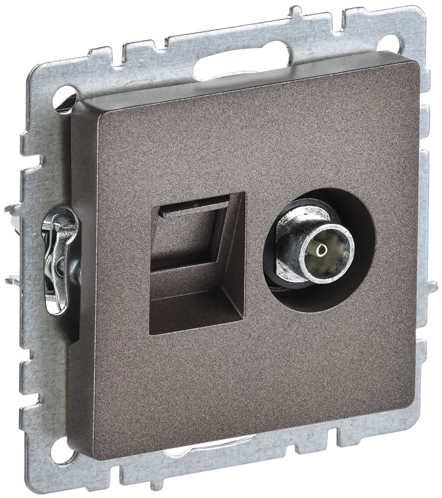 BRITE Розетка двойная TV+RJ45 кат.5E РТВ/РК12-БрТБ темная бронза IEK BR-AK20-1-K45