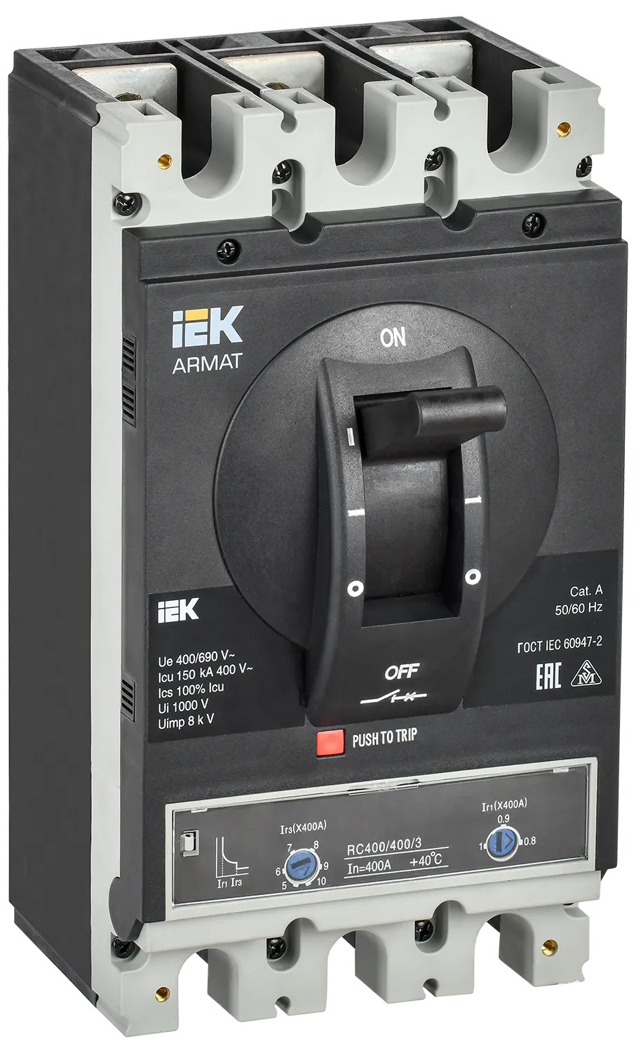 ARMAT Автоматический выключатель в литом корпусе 3P типоразмер I 150кА 400А расцепитель термомагнитный регулируемый IEK