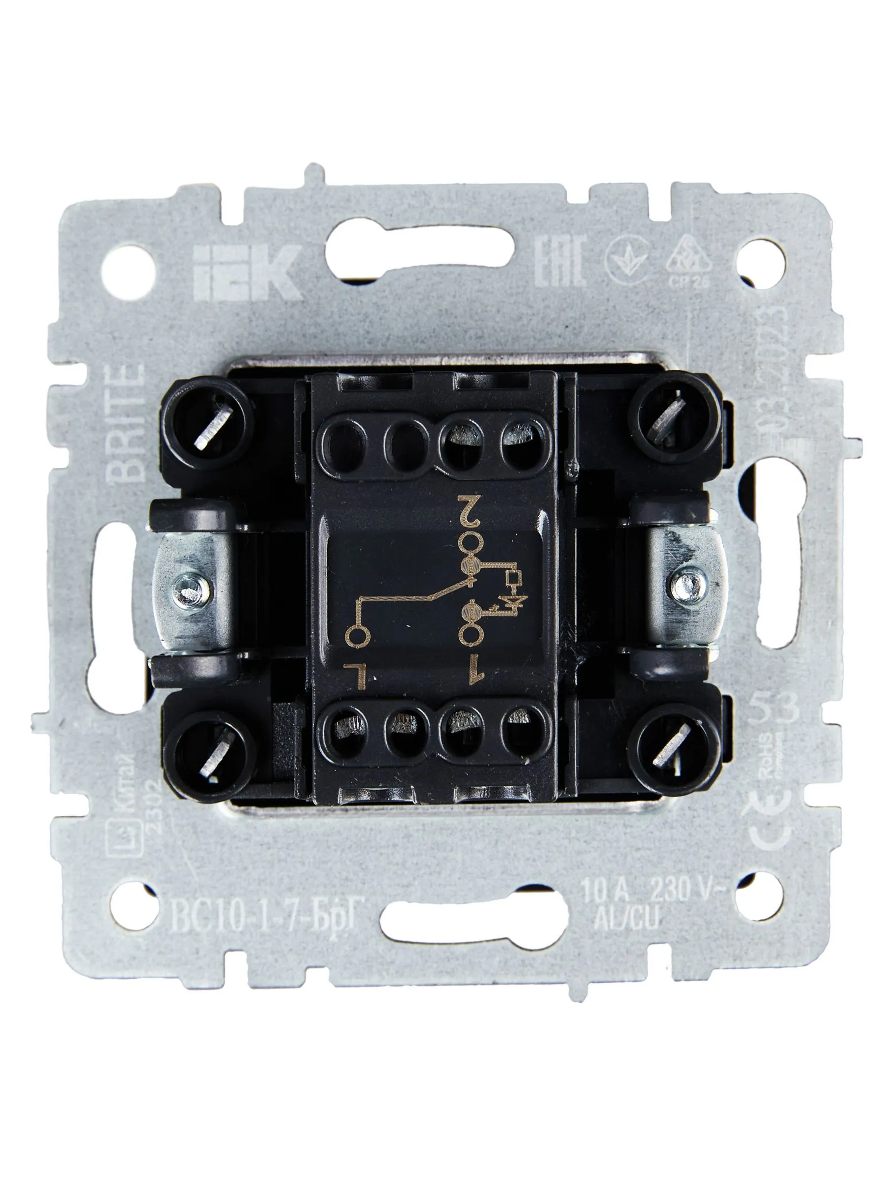 BRITE Выключатель 1-клавишный проходной с индикацией 10А ВС10-1-7-БрГ графит IEK - Фото 4