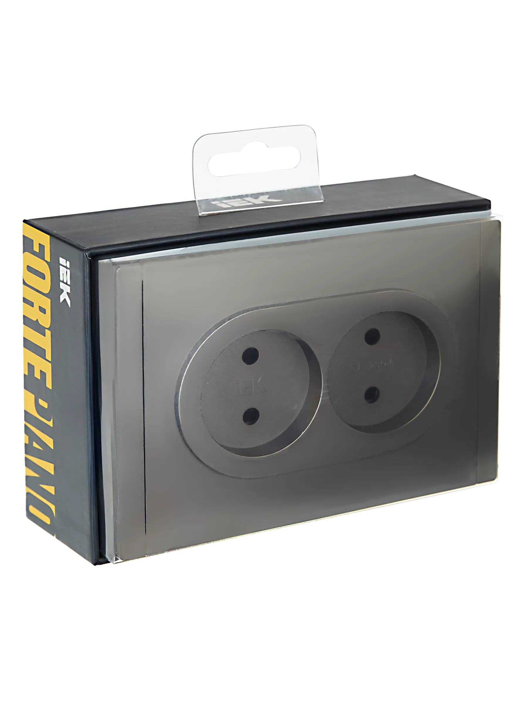FORTE&PIANO Розетка 2-местная без заземления с защитными шторками безвинтовое крепление 10А FP325 серый IEK - Фото 2