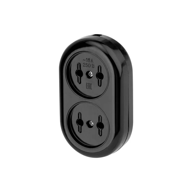 Колодка 2 гнезда карболитовая б/з 16А, черная REXANT