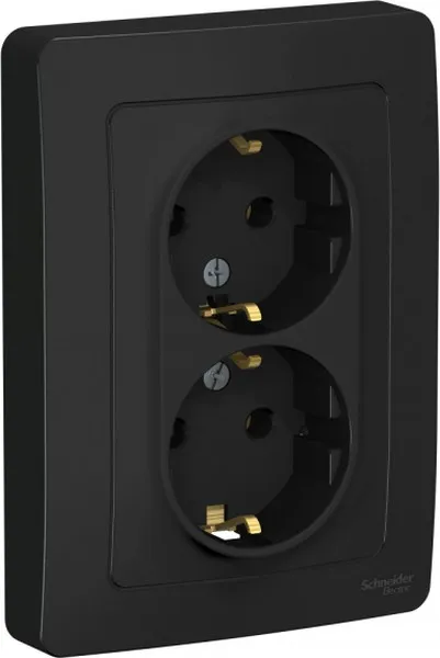 Розетка 2-м СП Blanca 16А IP20 250В с заземл. без защ. шторок антрацит SE BLNRS001026 - Фото 3
