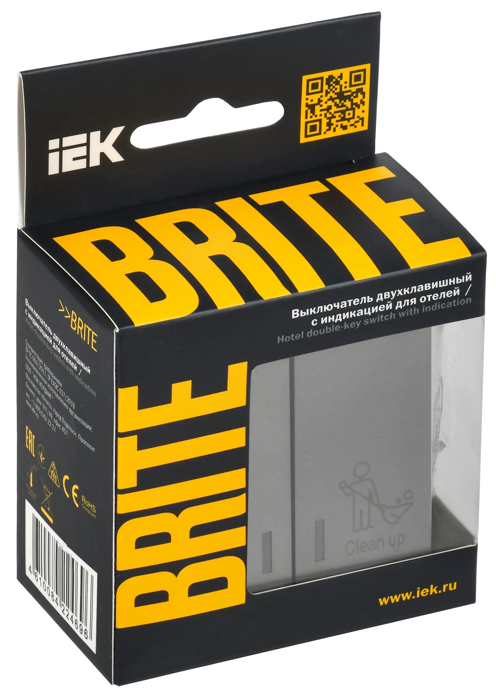 BRITE Выключатель 2-клавишный с индикацией для отелей 10А ВС10-2-9-БрС сталь IEK - Фото 2