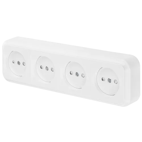 Розетка штепсельная четырехместная со шторками открытой установки РА16-277 - Фото 2