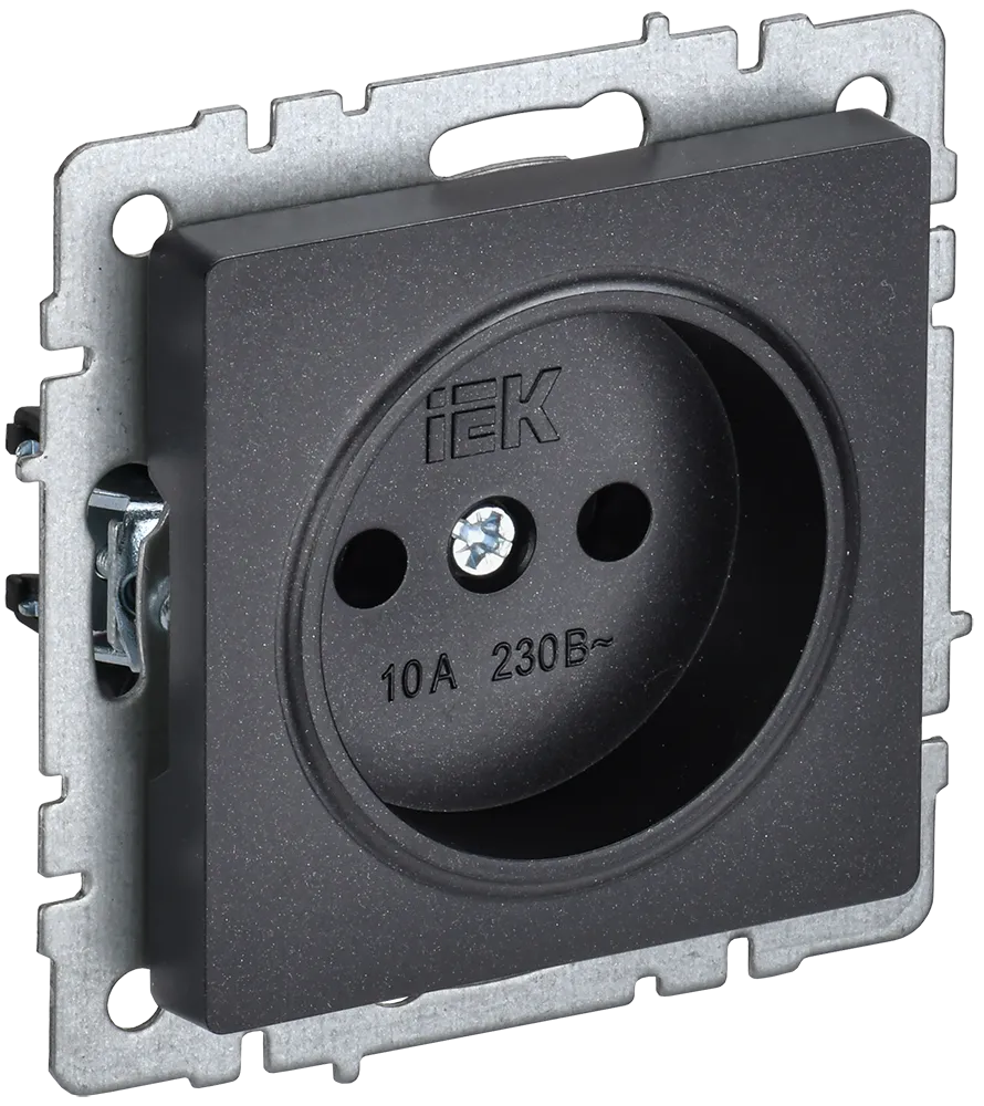 BRITE Розетка 1-местная без заземления без защитных шторок 10А РС10-1-0-БрЧ черный IEK BR-R10-10-K02