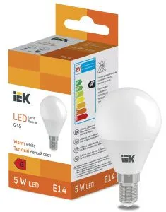 Лампа светодиодная "Шар G45" 5 Вт 400lm 3000K E14 IEK (ЭФ)