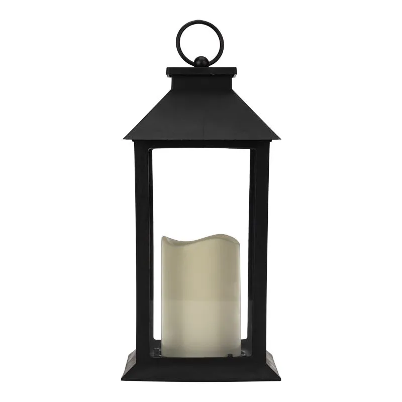 Декоративный фонарь со свечой 14x14x29 см, черный корпус, теплый белый цвет свечения NEON-NIGHT - Фото 2