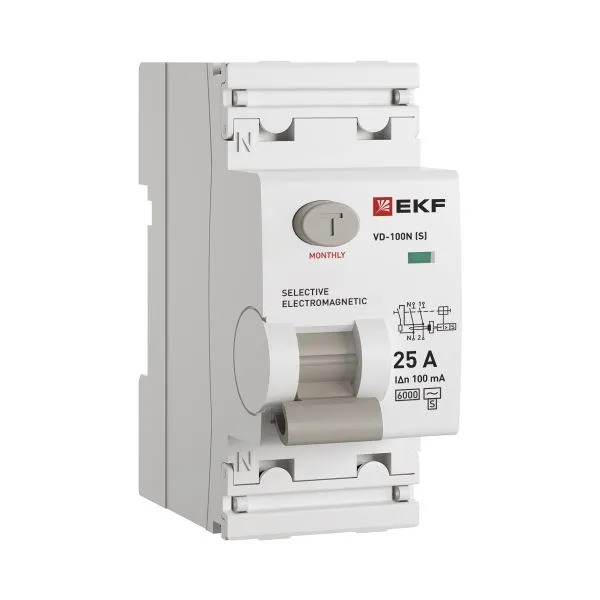 ВДТ ВД-100N (S) 2P 25А 100мА AC эл-мех 6кА PROXIMA EKF