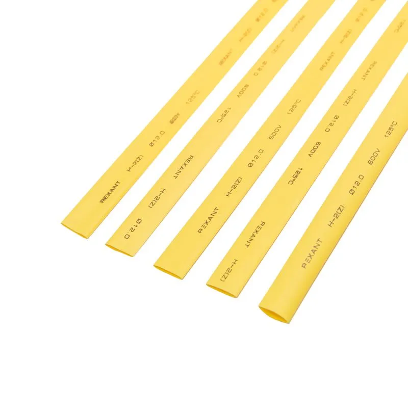 Трубка термоусаживаемая ТУТ нг 12,0/6,0мм, желтая, упаковка 50 шт. по 1м REXANT - Фото 3