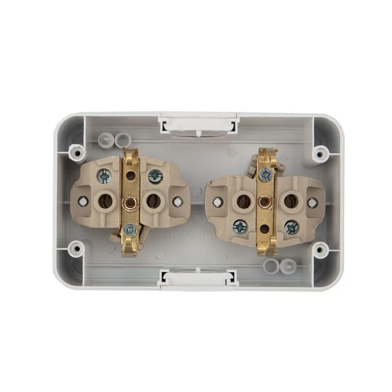 Блок горизонтальный 2 розетки (керамика) Mini OG IP54 с/з, о/у, белый KRANZ - Фото 5