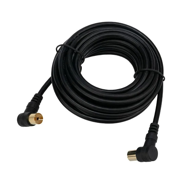 Шнур ТВ гнездо - ТВ штекер, угловой, 3м, черный REXANT - Фото 2