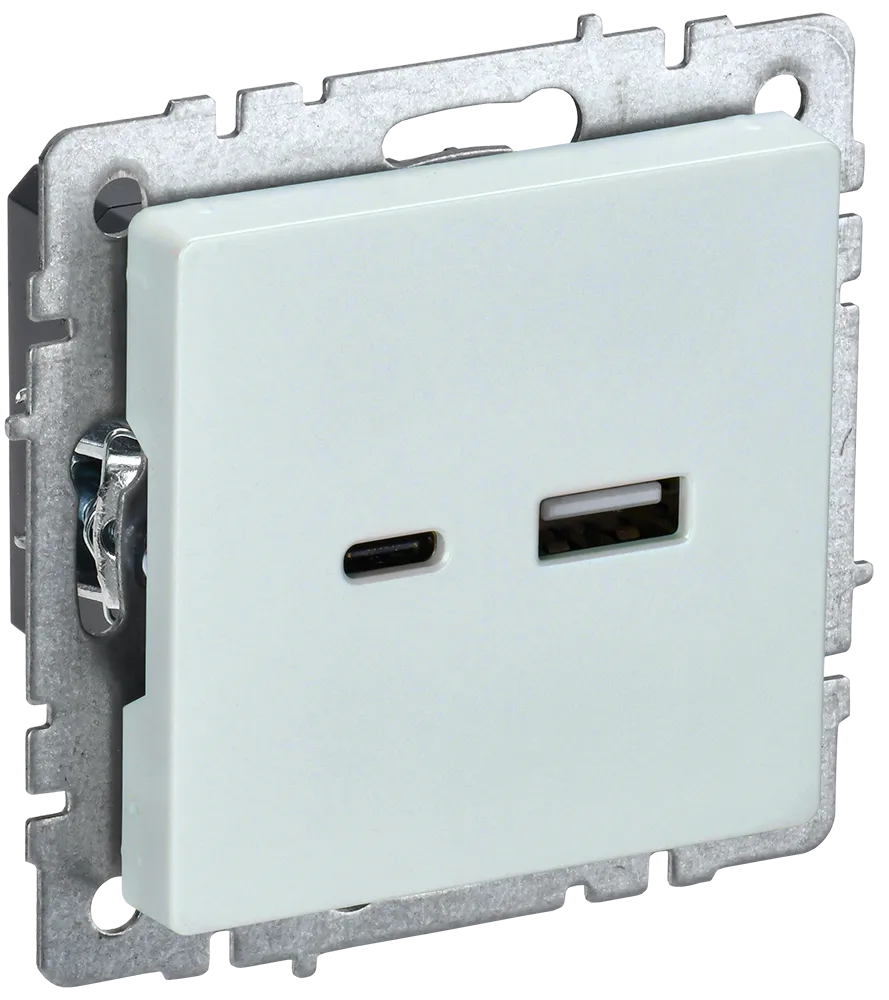 BRITE Розетка USB A+C 18Вт РЮ11-1-БрЖ жемчуг IEK BR-U22-018-K36