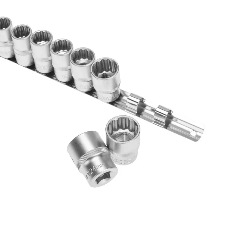 Набор торцевых головок 1/2, двенадцатигранные, CrV, 10 шт., 10-24мм REXANT - Фото 5