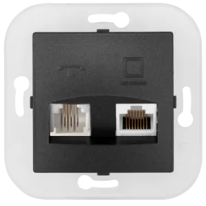 Розетка комбинированная (телефонная + компьютерная) (полимерный суппорт) ТРК-002 графит 11550BY