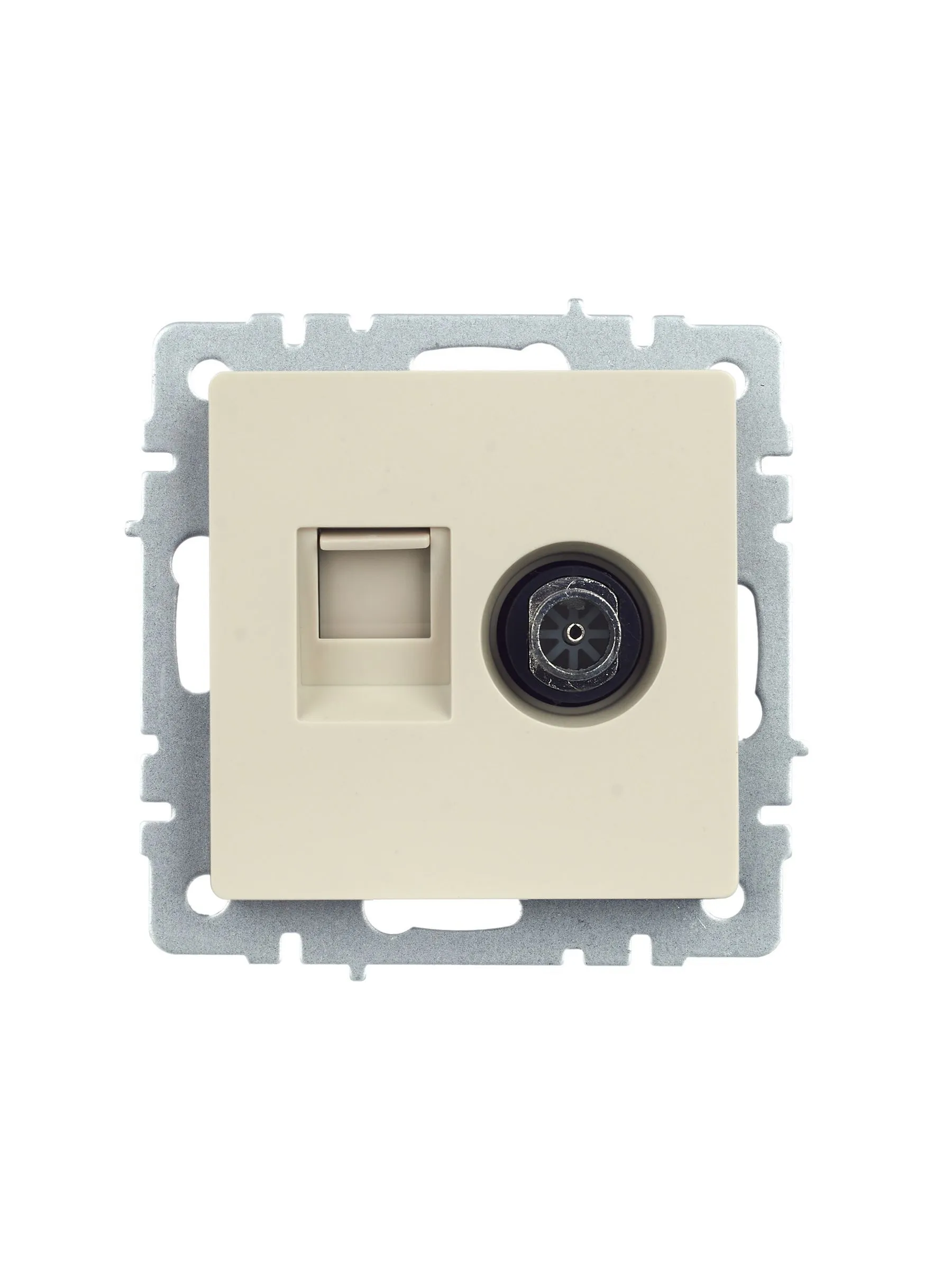 BRITE Розетка двойная TV+RJ45 кат.5E РТВ/РК12-БрКр бежевый IEK - Фото 4