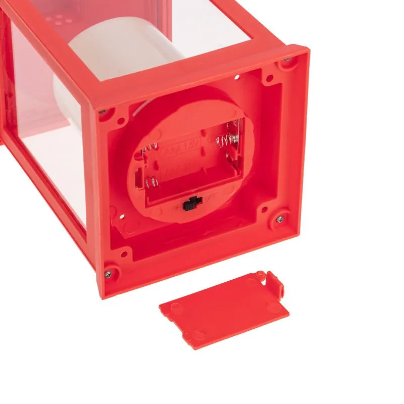 Декоративный фонарь со свечкой, красный корпус, размер 10,5х10,5х24см, цвет ТЕПЛЫЙ БЕЛЫЙ - Фото 5