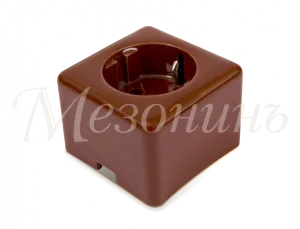 Розетка ретро фарфоровая, двухполюсная, с заземляющим контактом, коллекция "QUADRA"  , цвет - коричн GE80301-04