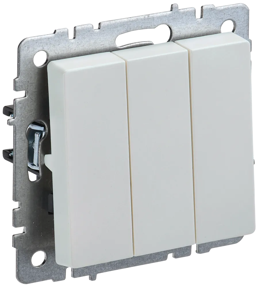 BRITE Выключатель 3-клавишный 10А ВС10-3-0-БрЖ жемчуг IEK