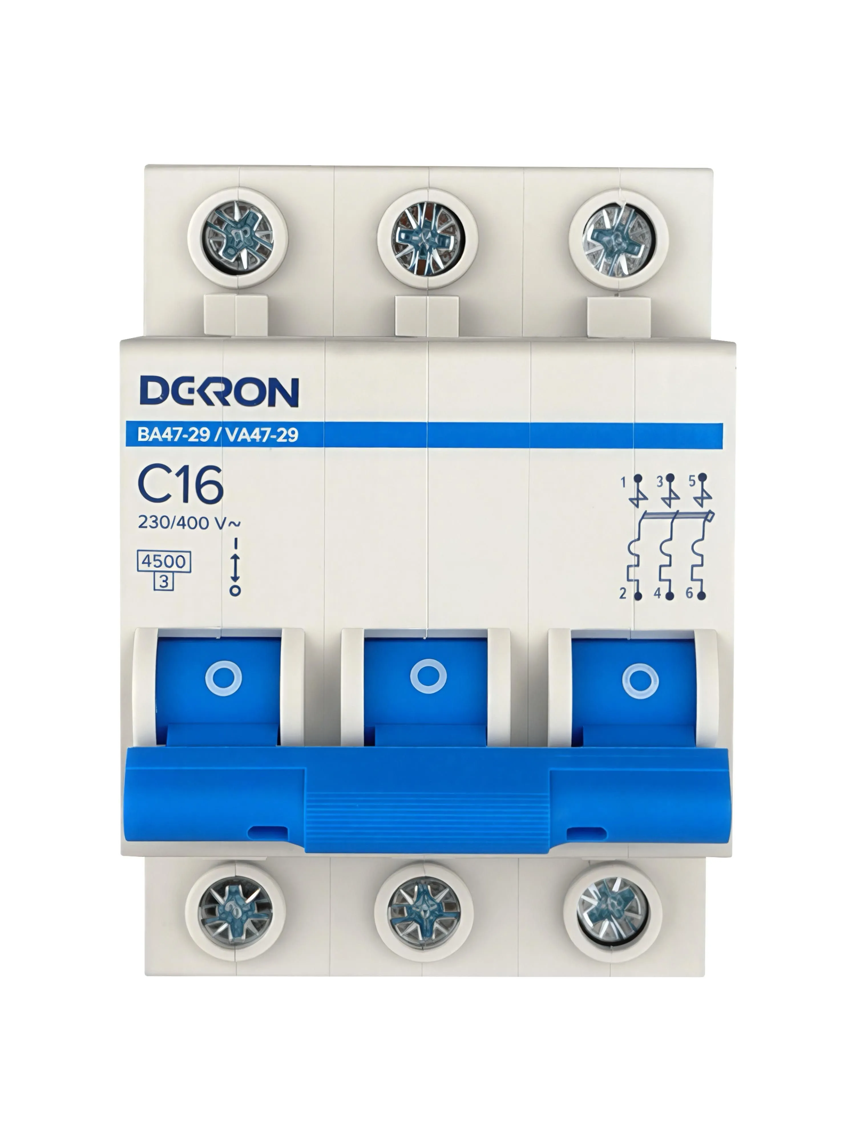 Автоматический выключатель ВА47-29 3P С16A 4,5кА mcb29-3-C16-dek