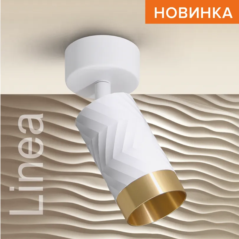 Накладной светильник WOLTA WSL-GU10/S09WG IP20 под лампу GU10 Белый/золото LINEA D60x170 1/50