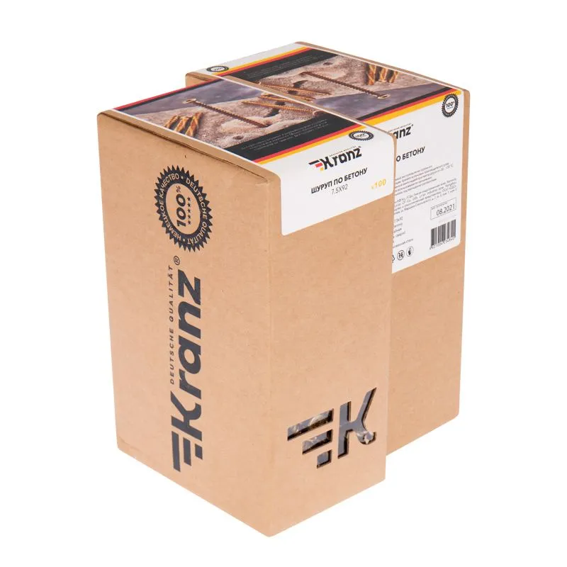 Шуруп по бетону 7,5х92мм, короб (100 шт/уп) KRANZ - Фото 2