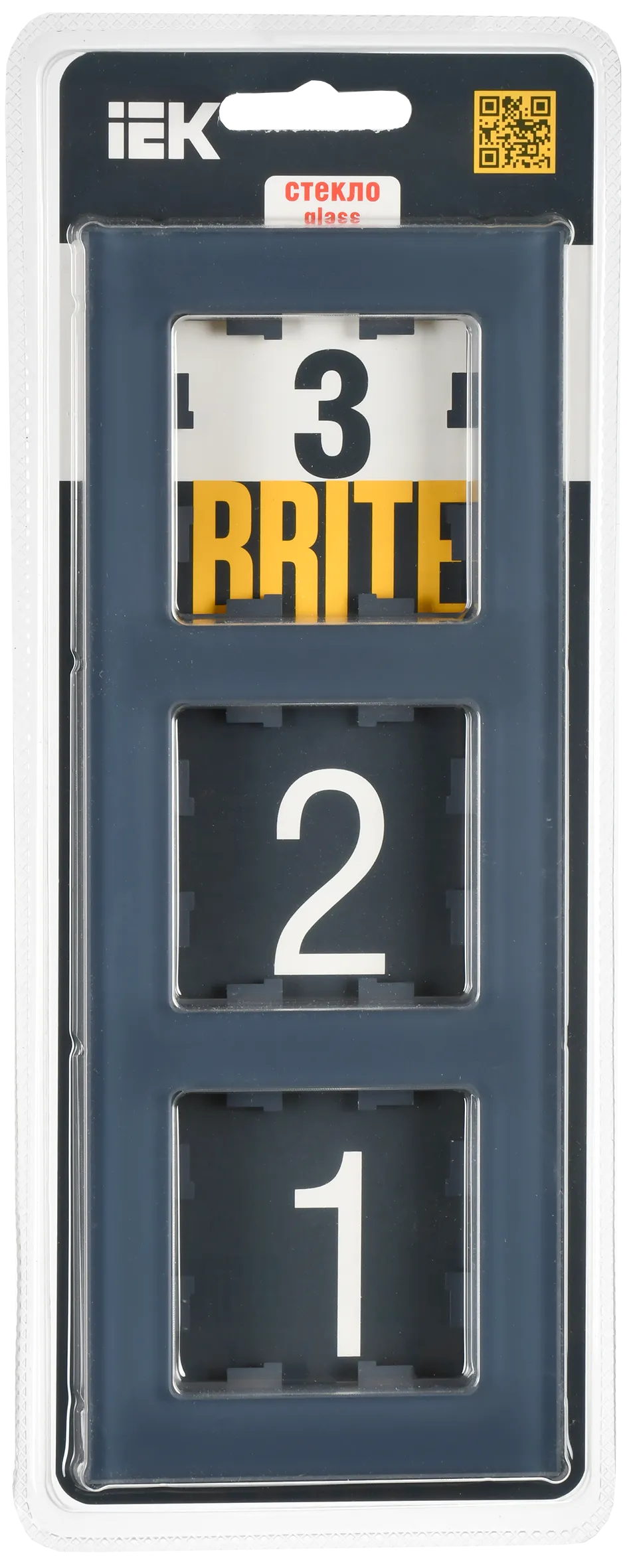 BRITE Рамка 3-местная РУ-3-2-Бр стекло маренго матовый IEK - Фото 2