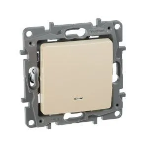 ETIKA Выключатель 1-клавишный с подсветкой/индикацией схема 1L 10АХ безвинтовые зажимы слоновая кость 672303