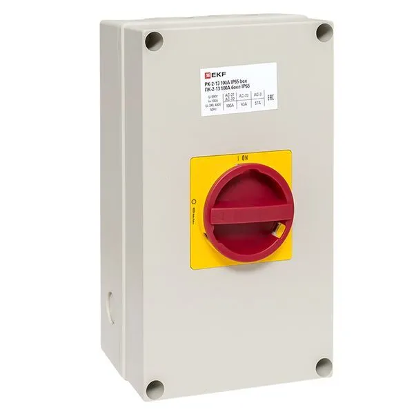ПК-2-13 100А 3P "ВКЛ-ВЫКЛ" блок. в боксе IP65 EKF pk-2k-13-100-a65