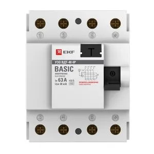 УЗО 4P 63А 30мА тип АС эл. Basic - Фото 2