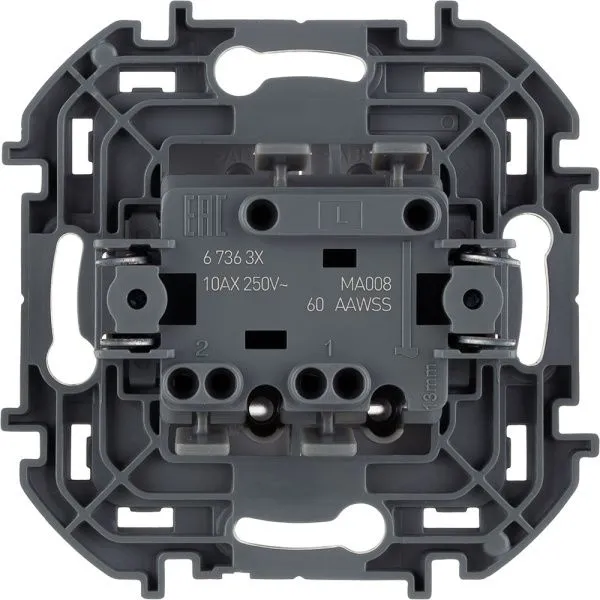 INSPIRIA Выключатель 2-клавишный с подсветкой/индикацией схема 5L 10АХ безвинтовые зажимы белый - Фото 2