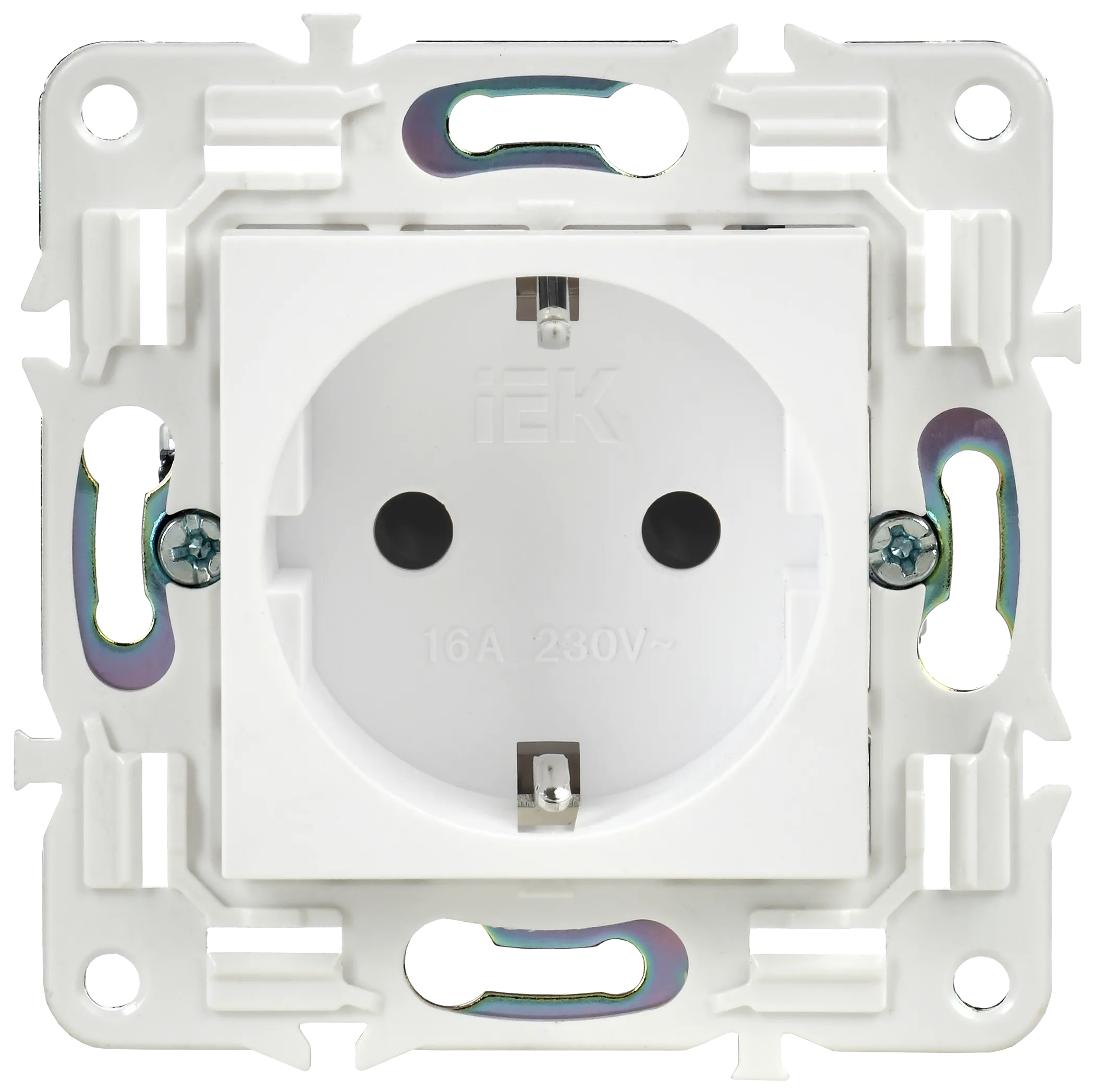 SKANDY Розетка с заземлением с защитными шторками 16А безвинтовое крепление SK-R06W арктический белый IEK - Фото 3