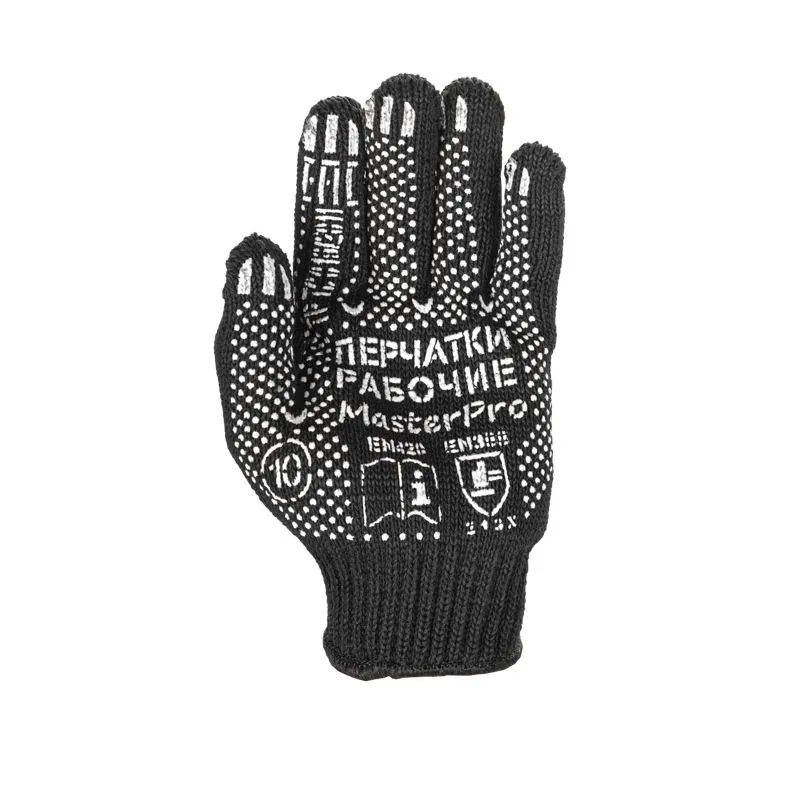 Перчатки полушерстяные с покрытием ПВХ («Зима») черные, 7 нитей, 75-77 г - Фото 3