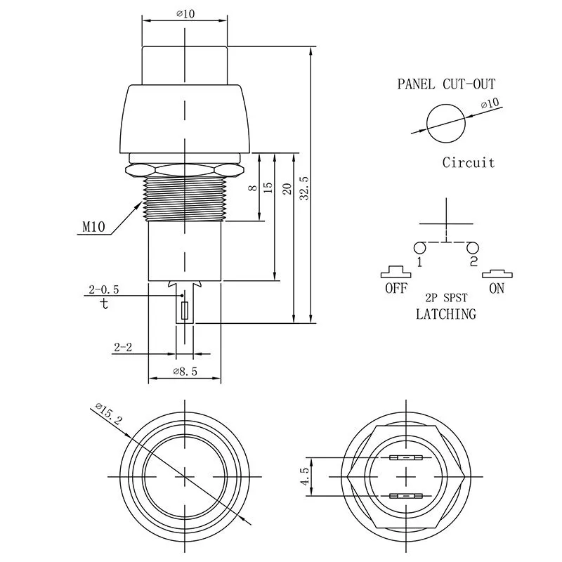 Выключатель-кнопка 250V 2А (2с) ON-OFF синяя Micro (PBS-20А) REXANT - Фото 2