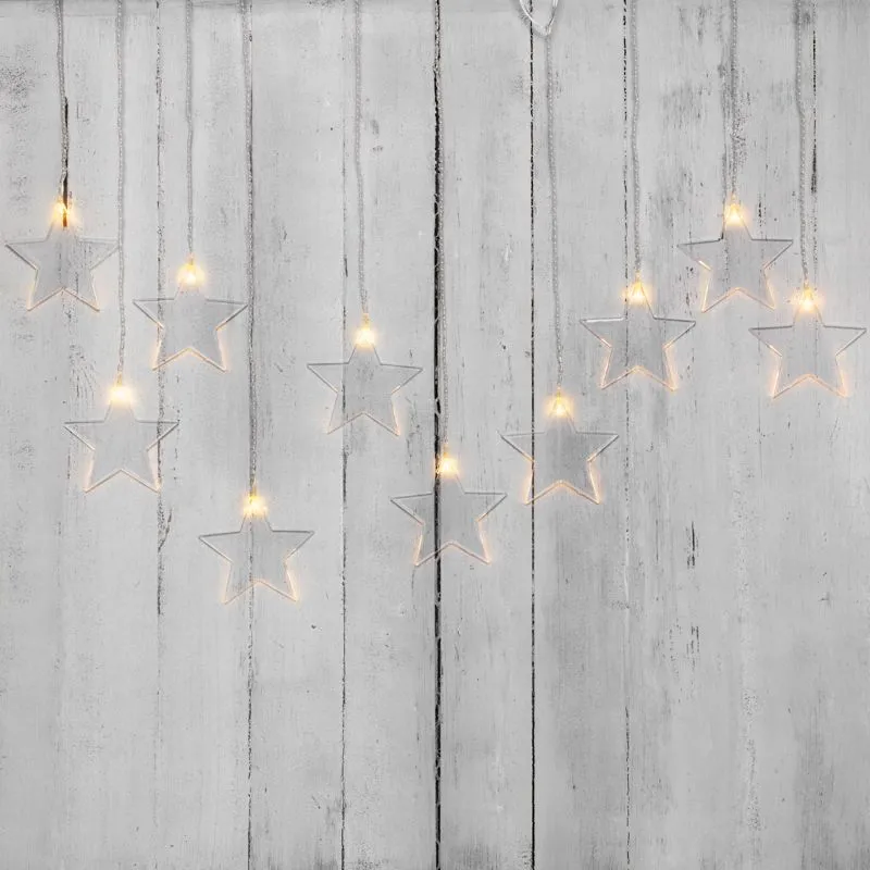 Гирлянда светодиодная Звезды 1,5х0,6 м, прозрачный провод, теплый белый свет свечения NEON-NIGHT