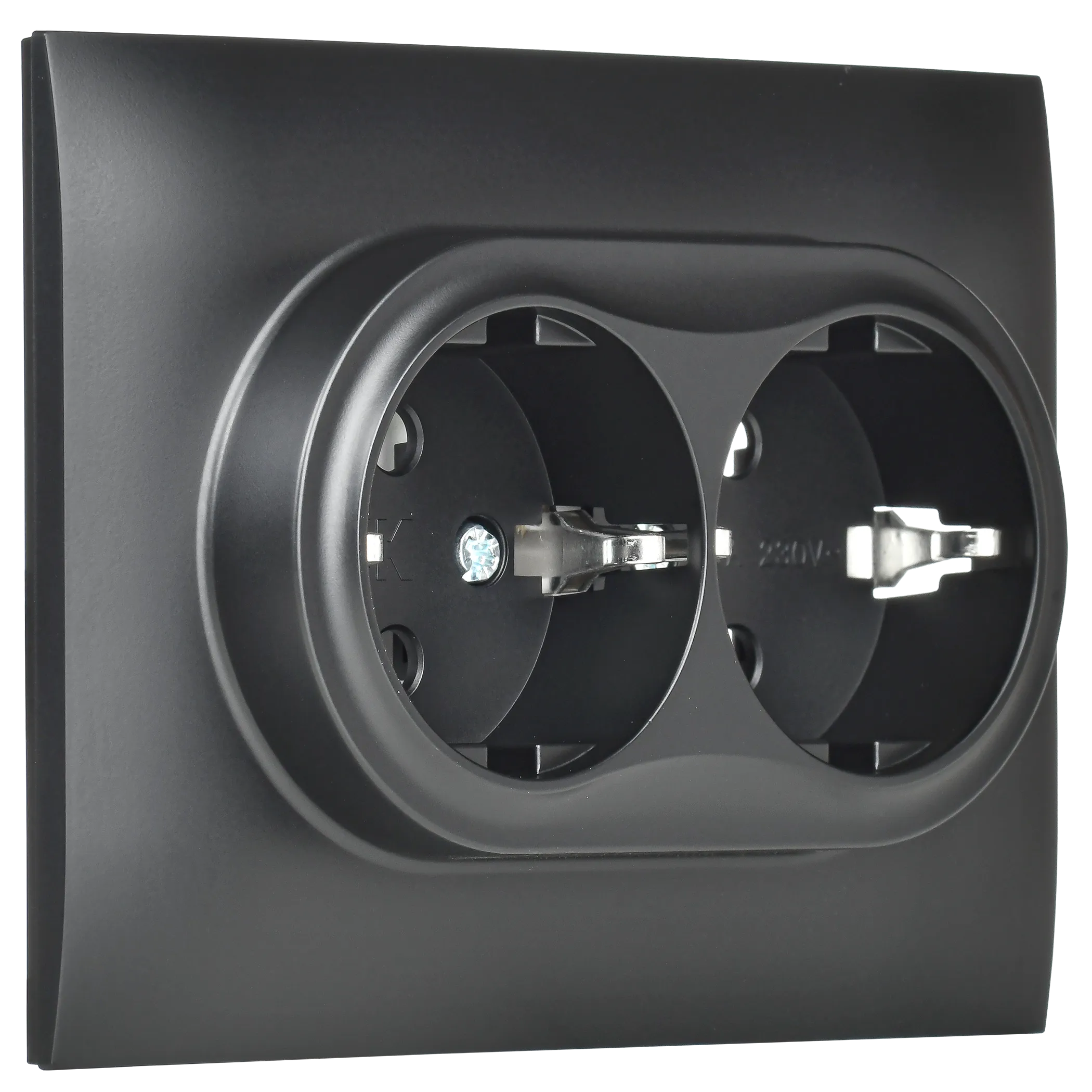 SKANDY Розетка 2-местная с заземлением без защитных шторок 16А в сборе SK-R08Bl черный IEK - Фото 4