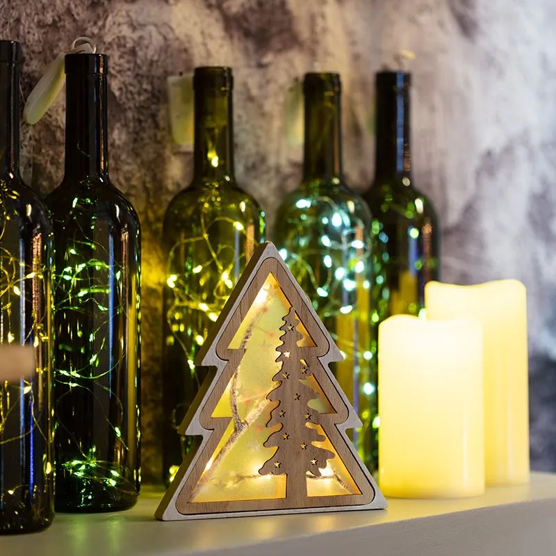 Деревянная фигурка с подсветкой Елочка 16х2х18 см - Фото 2