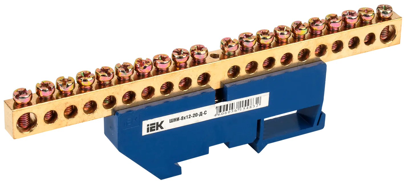 Шина N "ноль" на DIN-изол ШНИ-8х12-20-Д-С IEK