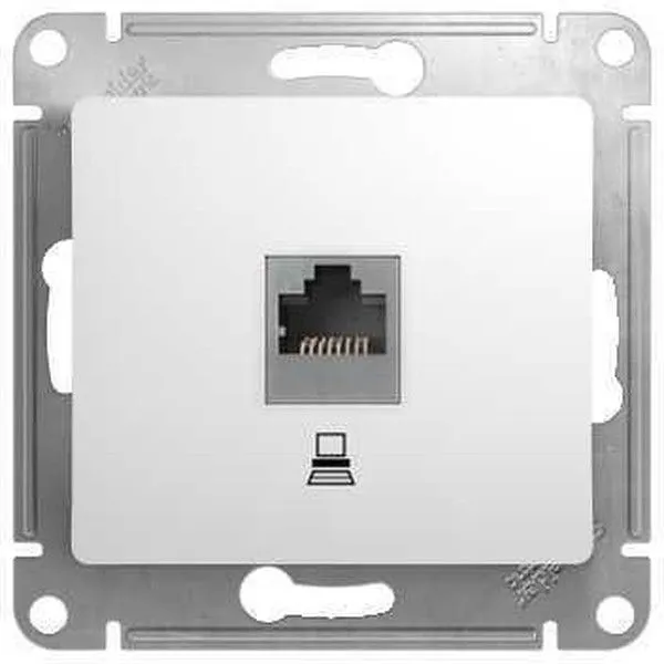 Розетка компьютерная 1-м СП Glossa RJ45 кат.5E механизм бел. SE GSL000181K